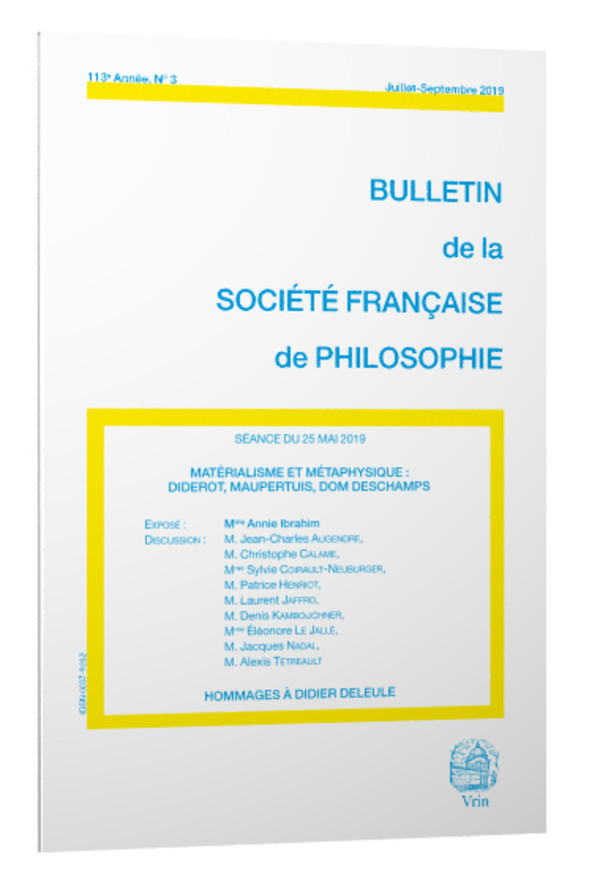 Matérialisme et métaphysique : Diderot, Maupertuis, Dom Deschamps